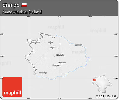 Silver Style Map of Sierpc, single color outside