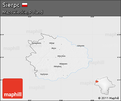 Silver Style Map of Sierpc, single color outside
