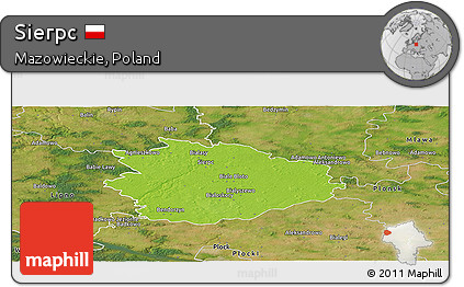 Physical Panoramic Map of Sierpc, satellite outside