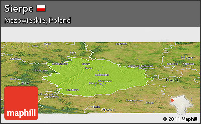 Physical Panoramic Map of Sierpc, satellite outside