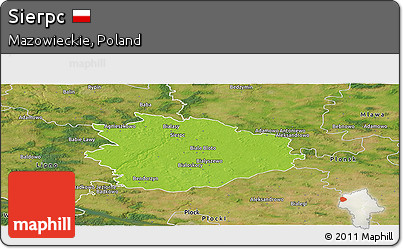 Physical Panoramic Map of Sierpc, satellite outside