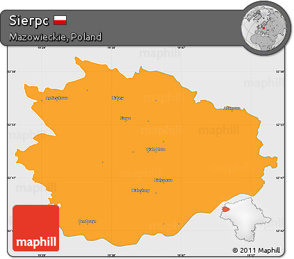 Political Simple Map of Sierpc, single color outside