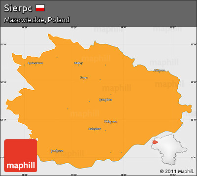 Political Simple Map of Sierpc, single color outside