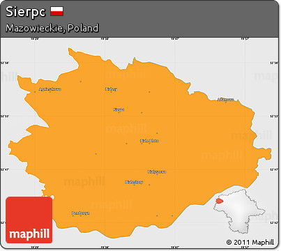 Political Simple Map of Sierpc, single color outside
