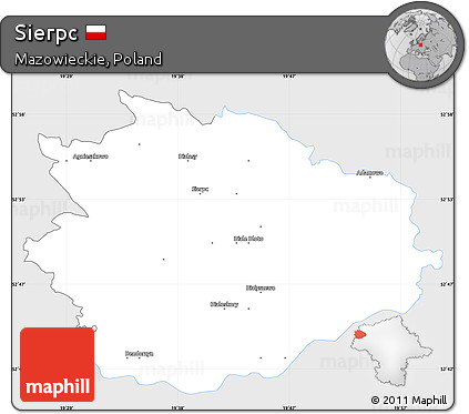 Silver Style Simple Map of Sierpc, single color outside