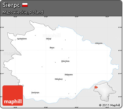Silver Style Simple Map of Sierpc, single color outside