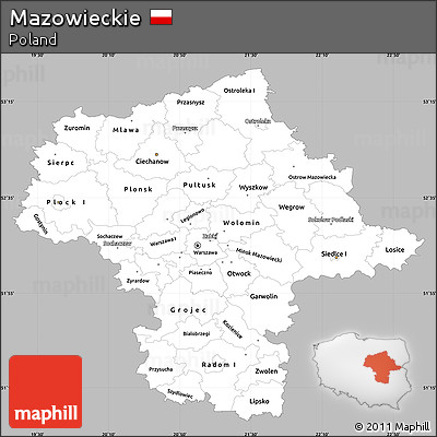 Gray Simple Map of Mazowieckie, single color outside