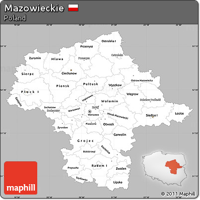 Gray Simple Map of Mazowieckie, single color outside
