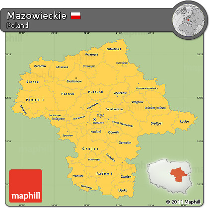 Savanna Style Simple Map of Mazowieckie, single color outside
