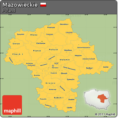 Savanna Style Simple Map of Mazowieckie, single color outside
