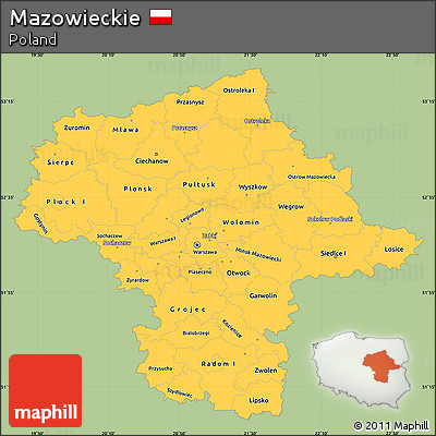 Savanna Style Simple Map of Mazowieckie, single color outside