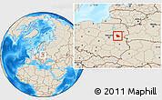Shaded Relief Location Map of Sokolow Podlaski