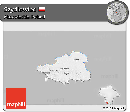 Gray 3D Map of Szydlowiec, single color outside