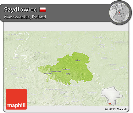 Physical 3D Map of Szydlowiec, lighten