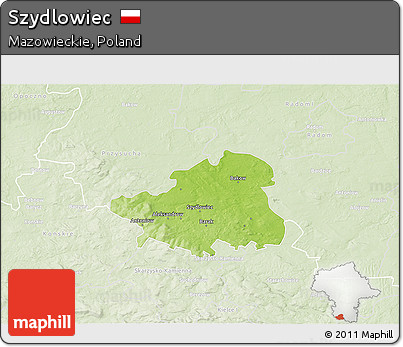 Physical 3D Map of Szydlowiec, lighten
