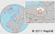 Gray Location Map of Szydlowiec, highlighted parent region