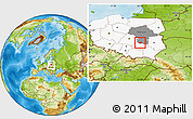 Physical Location Map of Szydlowiec, highlighted country, highlighted parent region