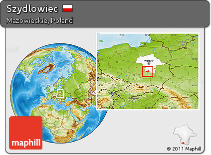 Physical Location Map of Szydlowiec, highlighted parent region