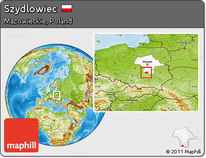 Physical Location Map of Szydlowiec, highlighted parent region