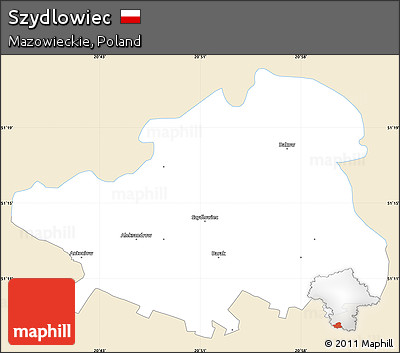 Classic Style Simple Map of Szydlowiec, single color outside