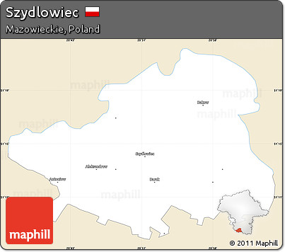 Classic Style Simple Map of Szydlowiec, single color outside