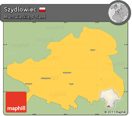 Savanna Style Simple Map of Szydlowiec, single color outside