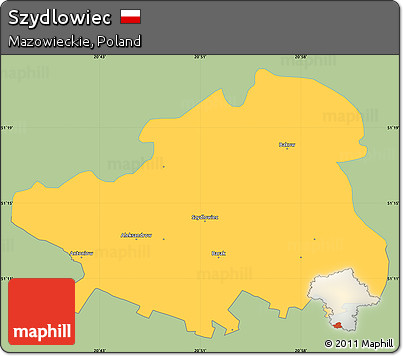 Savanna Style Simple Map of Szydlowiec, single color outside