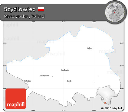 Silver Style Simple Map of Szydlowiec, single color outside