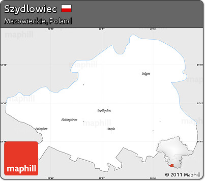 Silver Style Simple Map of Szydlowiec, single color outside