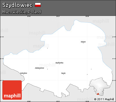 Silver Style Simple Map of Szydlowiec, single color outside