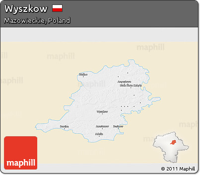 Classic Style 3D Map of Wyszkow, single color outside