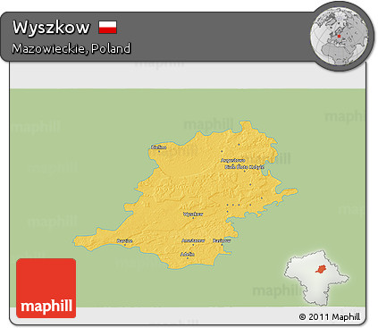 Savanna Style 3D Map of Wyszkow, single color outside