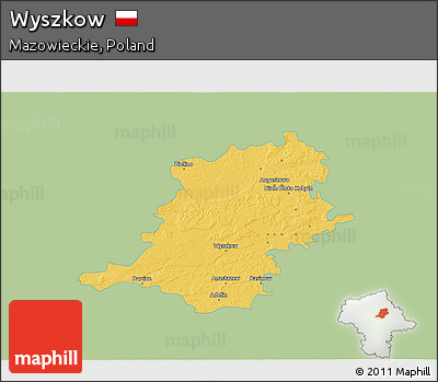 Savanna Style 3D Map of Wyszkow, single color outside