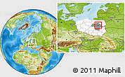 Physical Location Map of Wyszkow, highlighted country, highlighted parent region, within the entire country