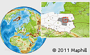 Physical Location Map of Wyszkow, highlighted country, highlighted parent region