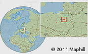 Savanna Style Location Map of Wyszkow, hill shading
