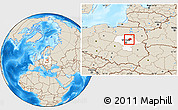 Shaded Relief Location Map of Wyszkow, highlighted parent region