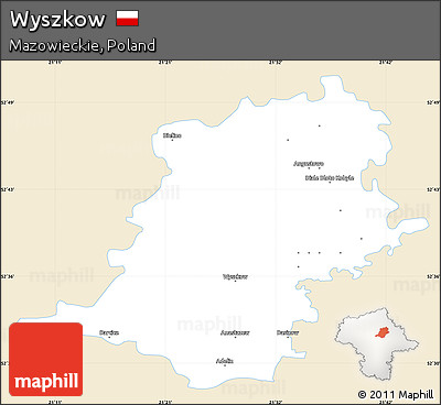 Classic Style Simple Map of Wyszkow, single color outside