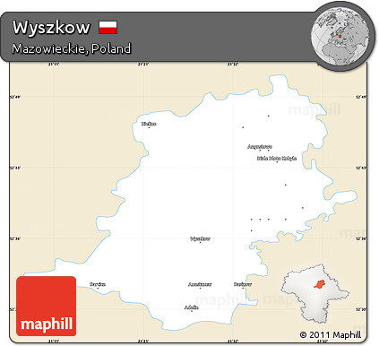 Classic Style Simple Map of Wyszkow, single color outside