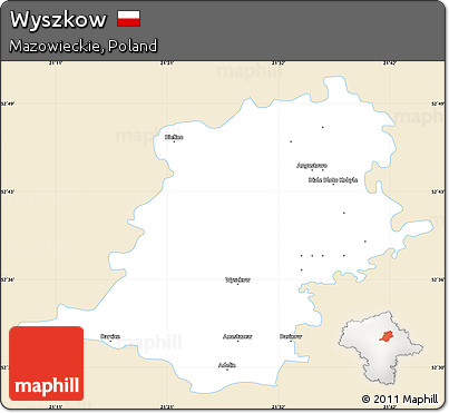 Classic Style Simple Map of Wyszkow, single color outside