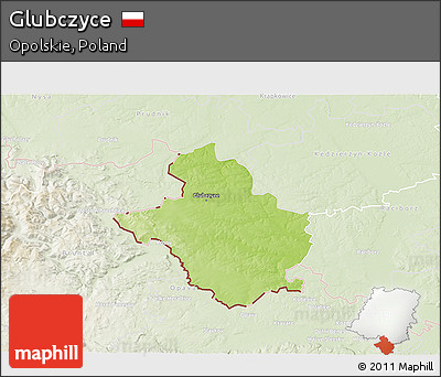 Physical 3D Map of Glubczyce, lighten