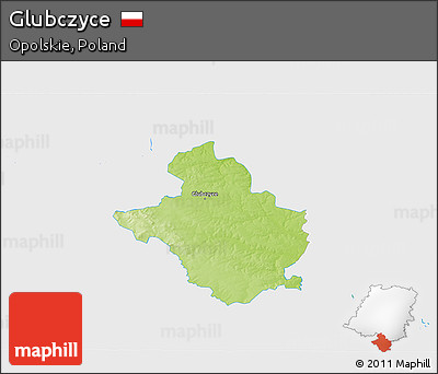 Physical 3D Map of Glubczyce, single color outside
