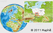Physical Location Map of Glubczyce, highlighted country, highlighted parent region, within the entire country