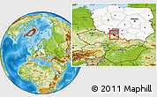 Physical Location Map of Glubczyce, highlighted country, highlighted parent region