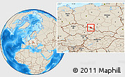 Shaded Relief Location Map of Glubczyce, highlighted parent region