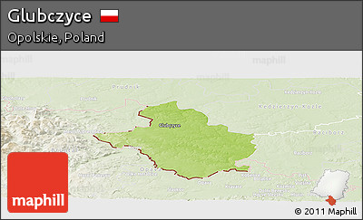 Physical Panoramic Map of Glubczyce, lighten