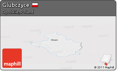 Silver Style Panoramic Map of Glubczyce, single color outside