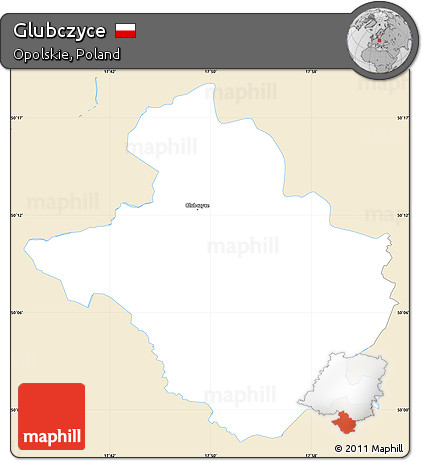 Classic Style Simple Map of Glubczyce, single color outside