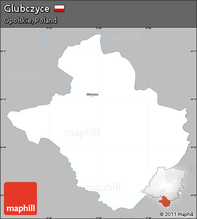 Gray Simple Map of Glubczyce, single color outside