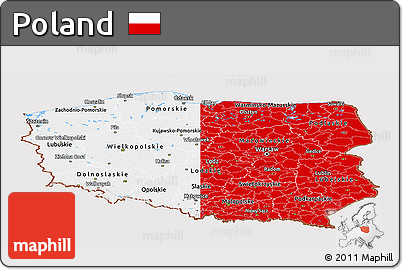 Flag Panoramic Map of Poland, flag aligned to the middle